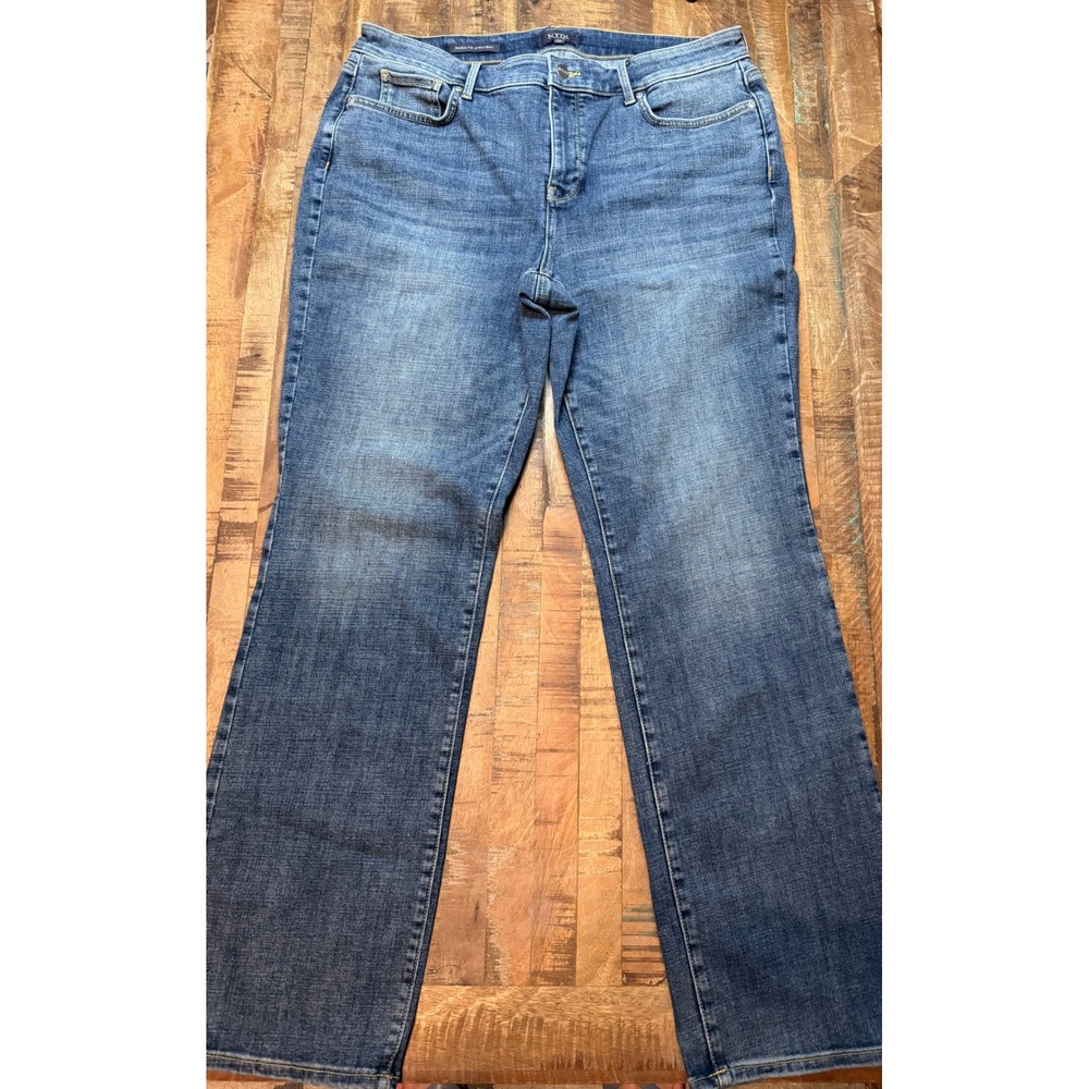 NYDJ Marilyn Straight Leg Jeans Medium Wash Blue Lift Tuck Size 14